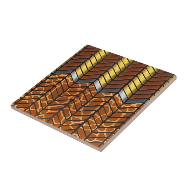Azulejo Estampado Animal de Jirafa Chevron Zigzag Moderno (Lado)