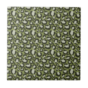 Azulejo Estampado de Animal Manchas de Leopardo Verde Musg