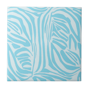 Azulejo Estampado de cebra azul y blanco en negrita