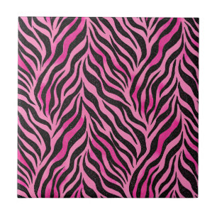Azulejo Estampado de cebra rosa y negro vibrante