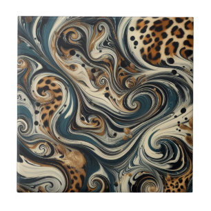 Azulejo Estampado de leopardo abstracto en espiral