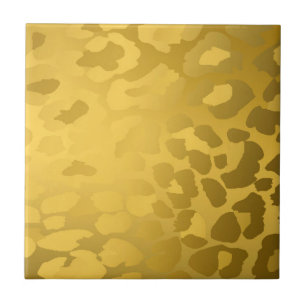 Azulejo Estampado de leopardo en oro
