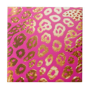 Azulejo Estampado de leopardo en oro rosa intenso glamour