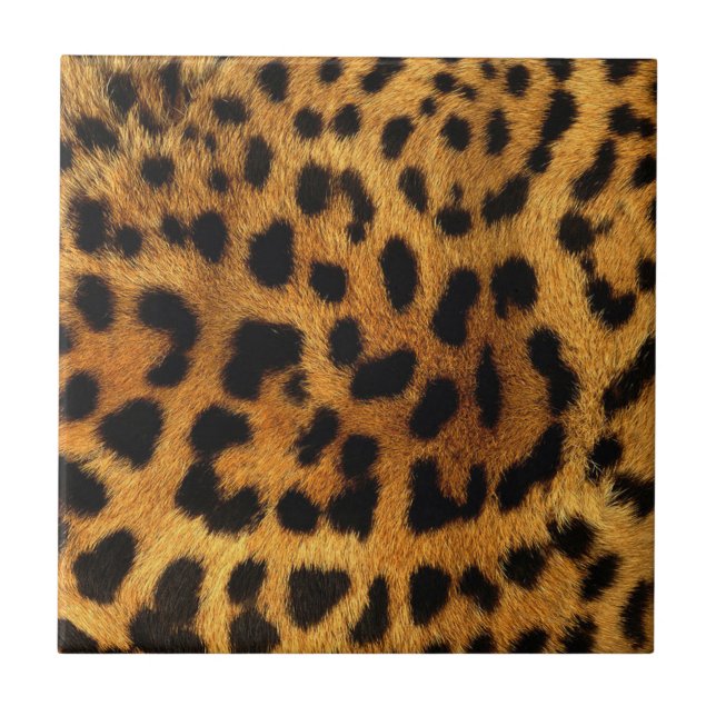 Azulejo estampado de leopardo marrón con motivos de animal (Frente)