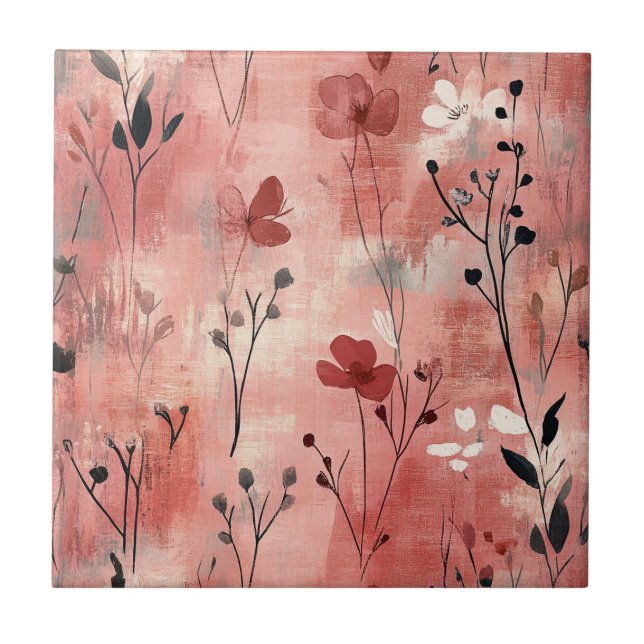 Azulejo Estampado de lino floral con toque rústico (9) (Frente)