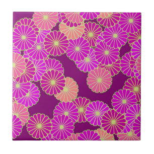 Azulejo Estampado de plores del art déco - sombras de