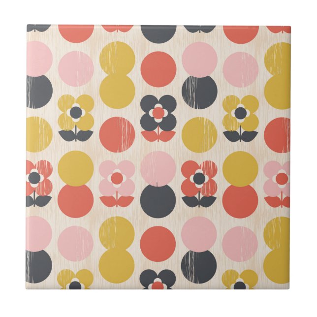 Azulejo Estampado de plores moderno de los mediados de (Frente)