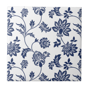 Azulejo - Estampado Floral Blanco y Azul