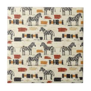 Azulejo Estampado Safari Boho Rústico de Cebra Vintage