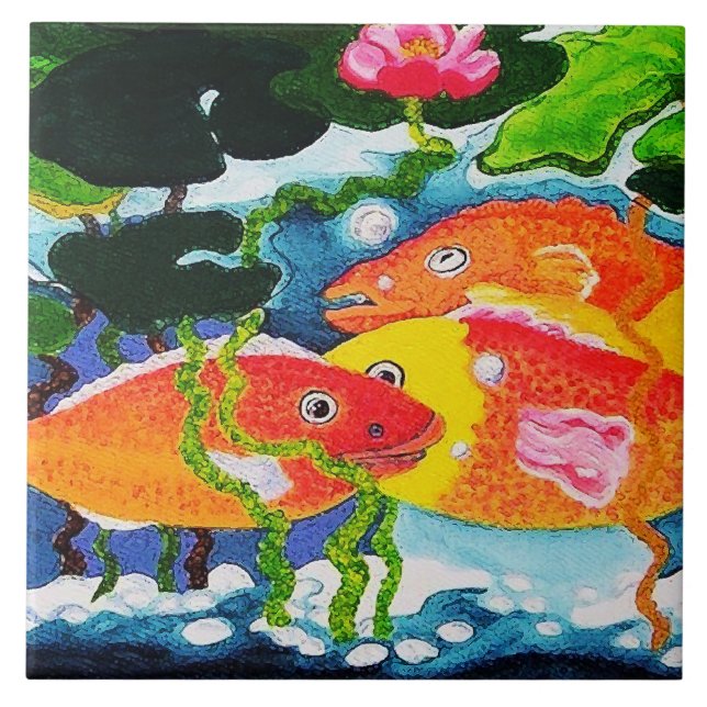 Azulejo estanque de peces dorados (Frente)