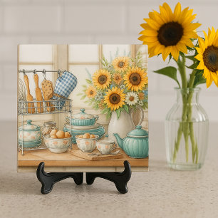 Azulejo Estante decorativo de cocina con girasoles