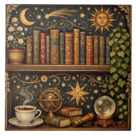 Azulejo Estantería celeste retro amante del café