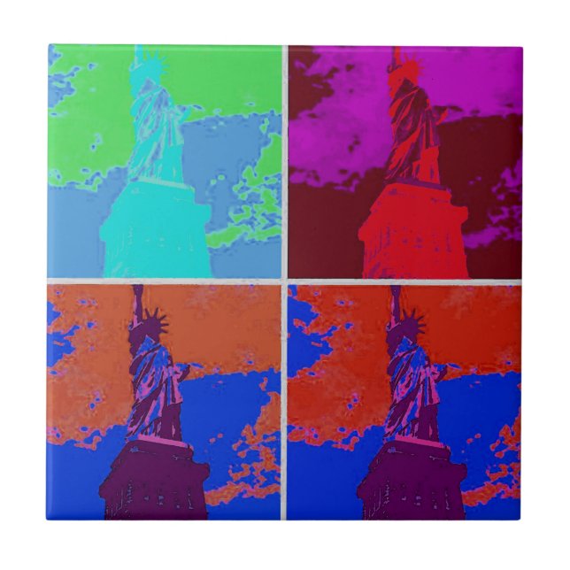 Azulejo Estatua de la libertad al estilo del arte pop (Frente)