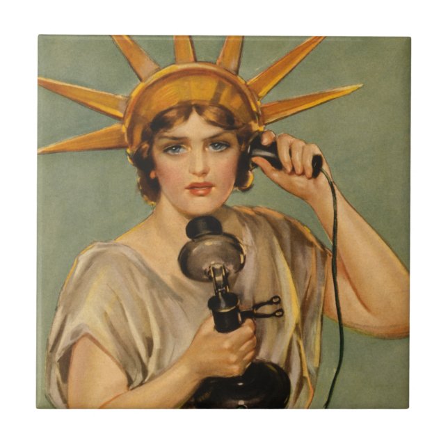 Azulejo Estatua de la Libertad, anuncio de guerra patrióti (Frente)