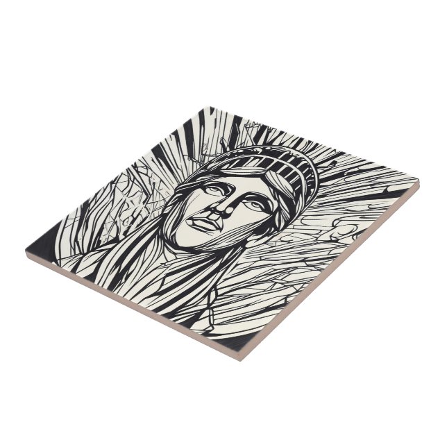 Azulejo Estatua de la Libertad Arte de Línea Moderna  (Lado)