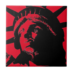 Azulejo Estatua de la Libertad del Pop negro y rojo