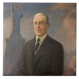 Azulejo Estatua de la Libertad y Presidente Woodrow Wilson