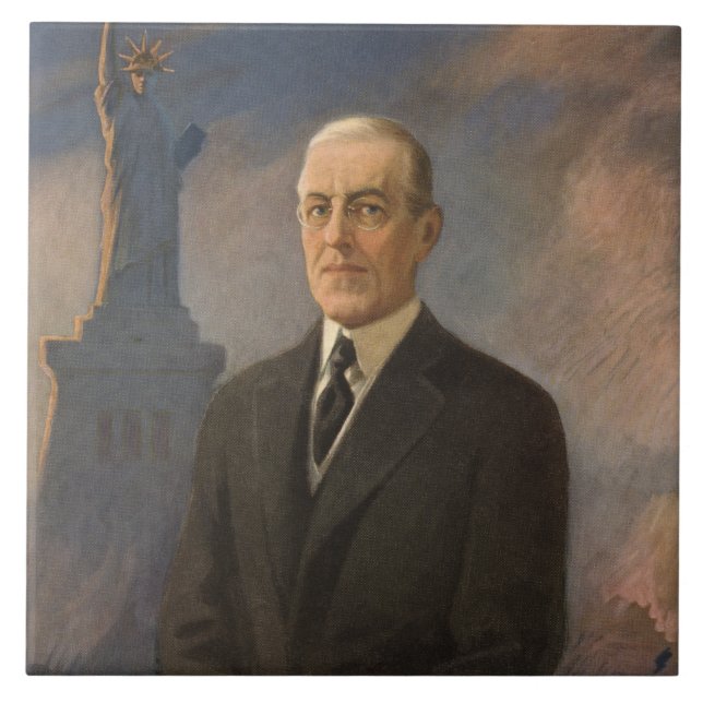 Azulejo Estatua de la Libertad y Presidente Woodrow Wilson (Frente)