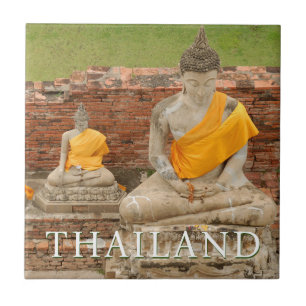 Azulejo Estatuas de Budas sentados   Ayutthaya, Tailandia