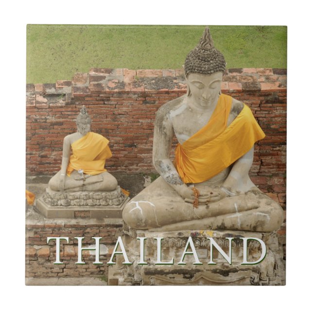 Azulejo Estatuas de Budas sentados | Ayutthaya, Tailandia (Frente)