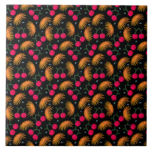 Azulejo Estética de Patrón de Cereza Adorable   Cereza Roj