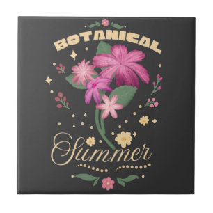 Azulejo Estética floral de verano botánico Cottagecore