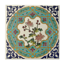 Azulejo Estética Floral Longwy Repro del Siglo XIX