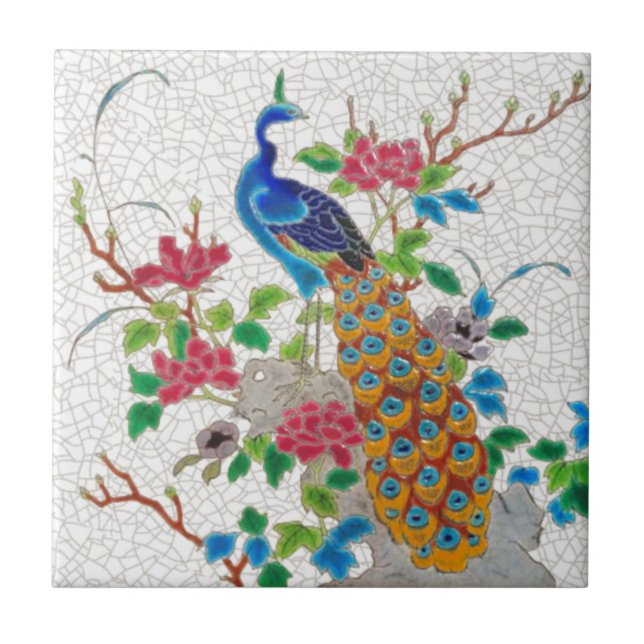 Azulejo Estética francesa Longwy Peacock Repro (Frente)
