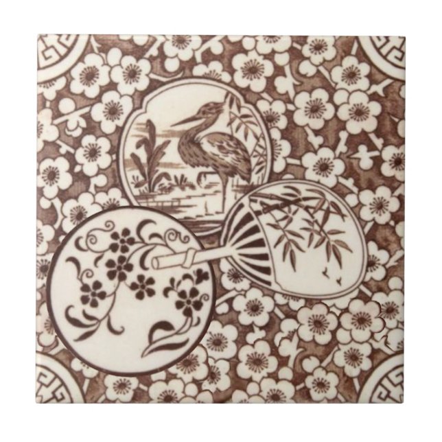 Azulejo Estética Sepia Estilo Japonés Repro Tile (Frente)