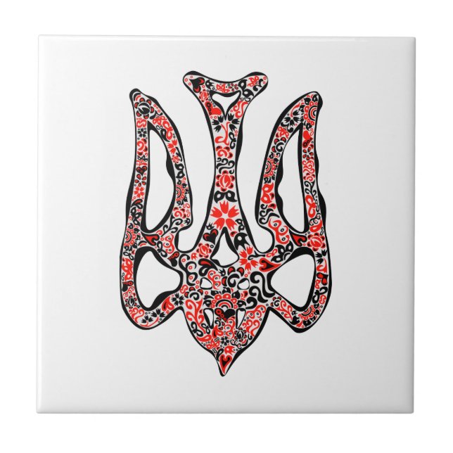 Azulejo Estilizado trident tryzub, emblema nacional de Ucr (Frente)