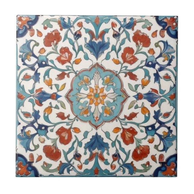 Azulejo Estilo antiguo de la cosecha floral turca Iznik (Frente)