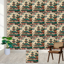 Azulejo Estilo Art Deco Chinoiserie Pagoda Tile