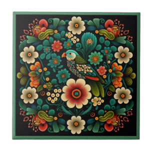Azulejo Estilo Art deco flor patrón pájaro cerámica