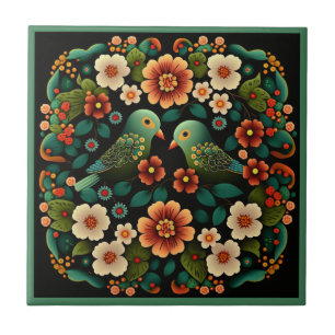 Azulejo Estilo Art deco flor patrón pájaro cerámica