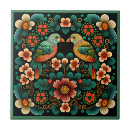 Azulejo Estilo Art deco flor patrón pájaro cerámica