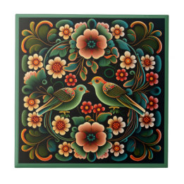Azulejo Estilo Art deco flor patrón pájaro cerámica