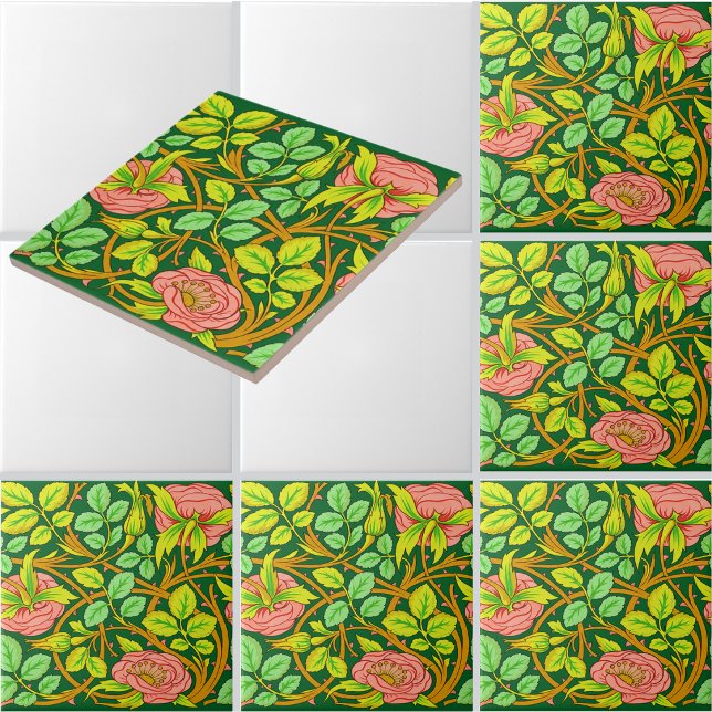 Azulejo Estilo Arts & Crafts Rosas Enredaderas Friso Patró (Subido por el creador)