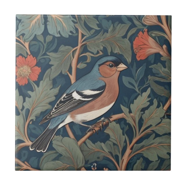 Azulejo Estilo Chaffinch William Morris Derecha frente a B (Frente)