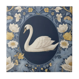 Azulejo Estilo cisne blanco William Morris a la izquierda 