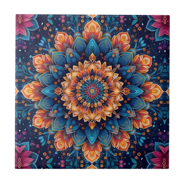 Azulejo Estilo de arte digital Mandala Flower 23907. (Frente)