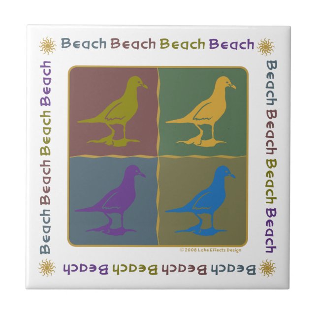 Azulejo Estilo de arte pop gráfico de gaviota (Frente)