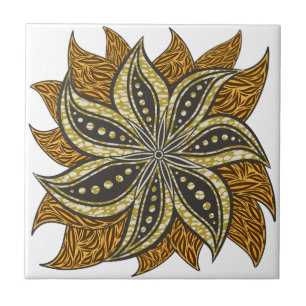 Azulejo Estilo de Batik Floral Resumen Africano