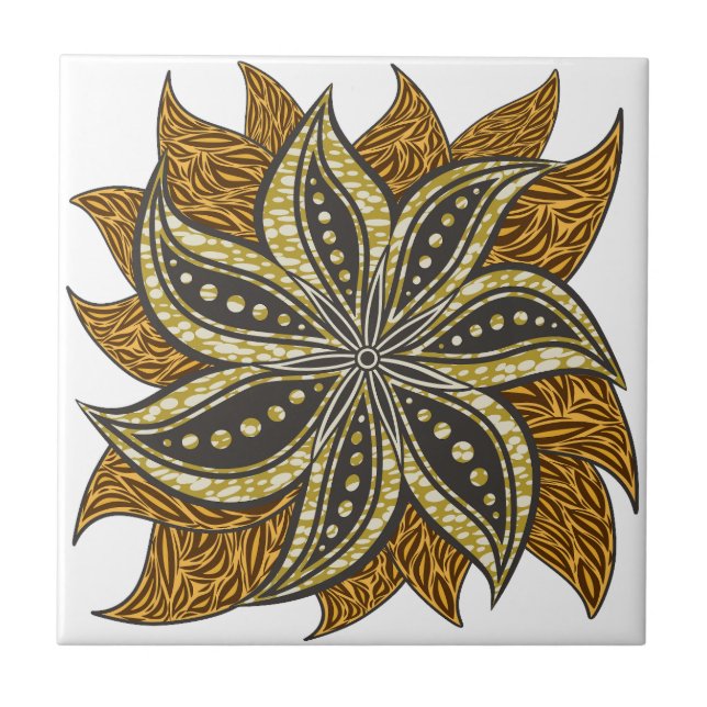 Azulejo Estilo de Batik Floral Resumen Africano (Frente)