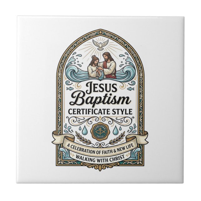 Azulejo Estilo de Certificado de Bautismo de Jesús Certifi (Frente)