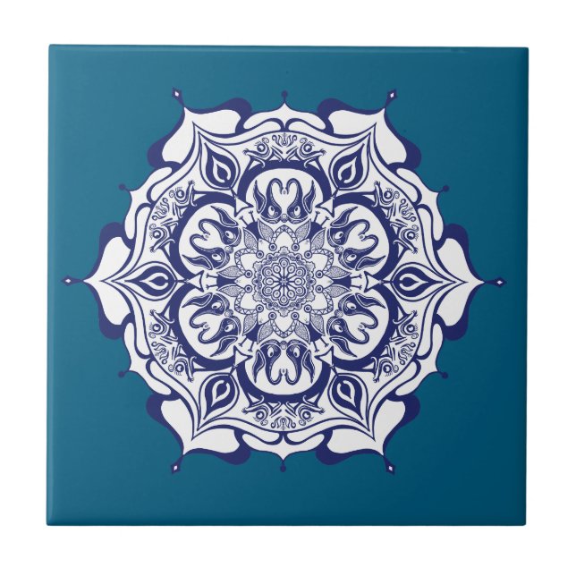 Azulejo Estilo de China azul con criaturas (Frente)