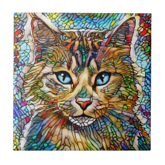 Azulejo Estilo de cristal manchado de mosaico de gato 705 