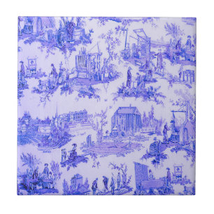 Azulejo Estilo de la Chinoiserie del Blue White Toile Fran