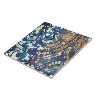 Azulejo Estilo de loft marrón azul