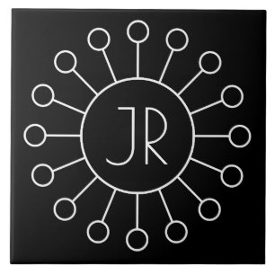 Azulejo Estilo de logotipo vintage genial monograma   Negr