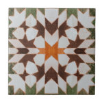 Azulejo Estilo de mosaico marquí vintage<br><div class="desc">Baldosas de cerámica de mosaico mallorquín con motivos geométricos. Naranja,  gris,  blanco roto. Crea un ambiente exótico boho con acentos de mosaico. Baldosas de un solo uso,  o como contragolpe,  azulejos de chimenea,  baño.</div>